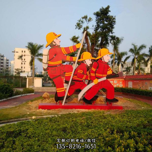 公園玻璃鋼消防主題人物小品雕塑（5）