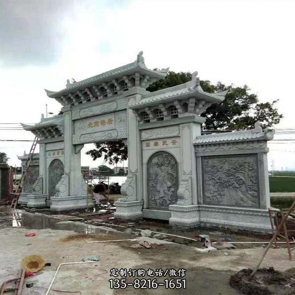 戶外村口大型大理石石雕牌坊雕塑（2）