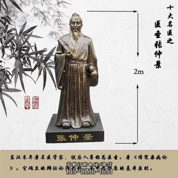 校園玻璃鋼仿銅中醫十大名醫主題人物雕塑（5）