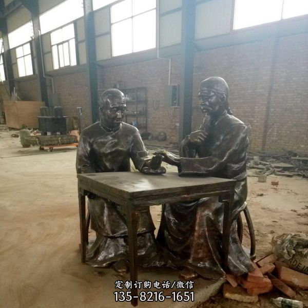 景區(qū)街頭玻璃鋼仿銅中醫(yī)人物雕塑（3）