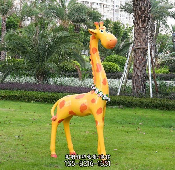 玻璃鋼長頸鹿雕塑彩繪仿真動物小品（2）