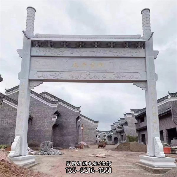 廣場園林仿古青石大型中式石雕門樓（4）