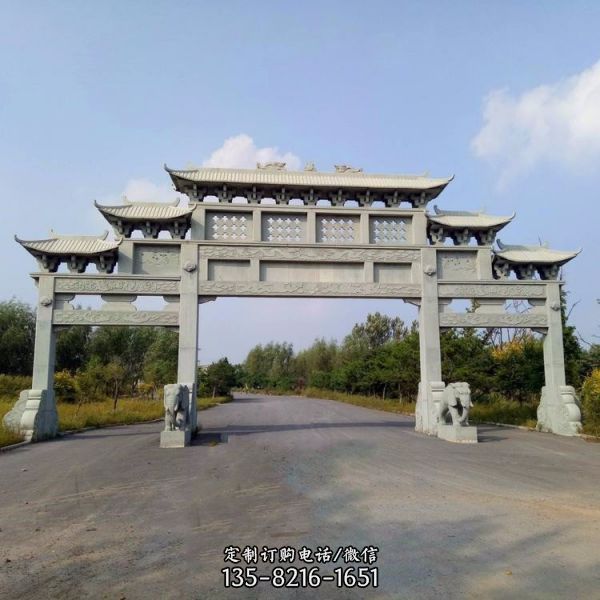 景區大型大理石石雕牌坊（1）