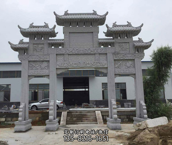 大型戶外大理石石雕園林牌坊雕塑（3）