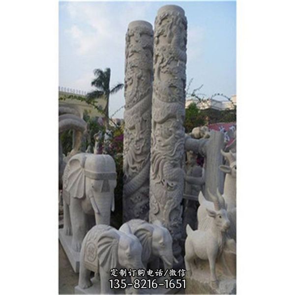 公園景觀文化柱 大型石雕龍柱雕塑（4）