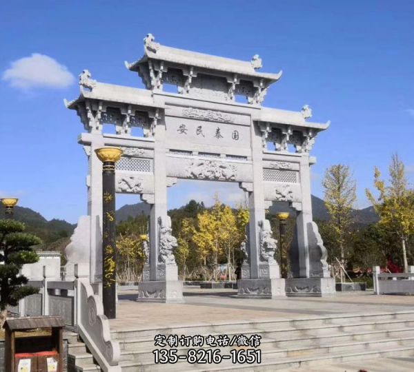 景區(qū)園林青石浮雕仿古石牌坊（1）