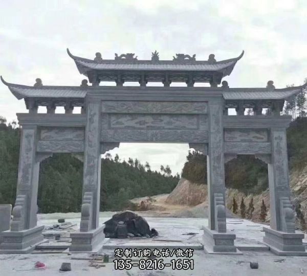 景區(qū)園林青石浮雕仿古石牌坊（3）