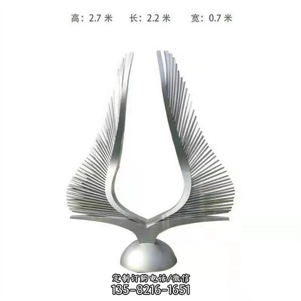 戶外廣場大型創意抽象不銹鋼翅膀雕塑（2）