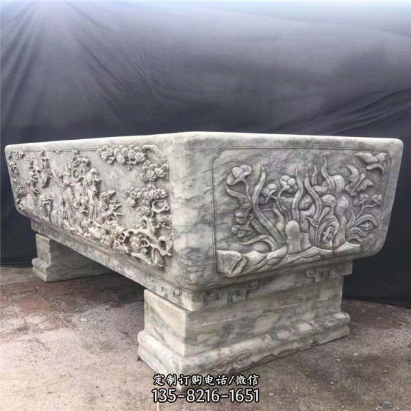 戶外擺件仿古石槽雕塑（4）