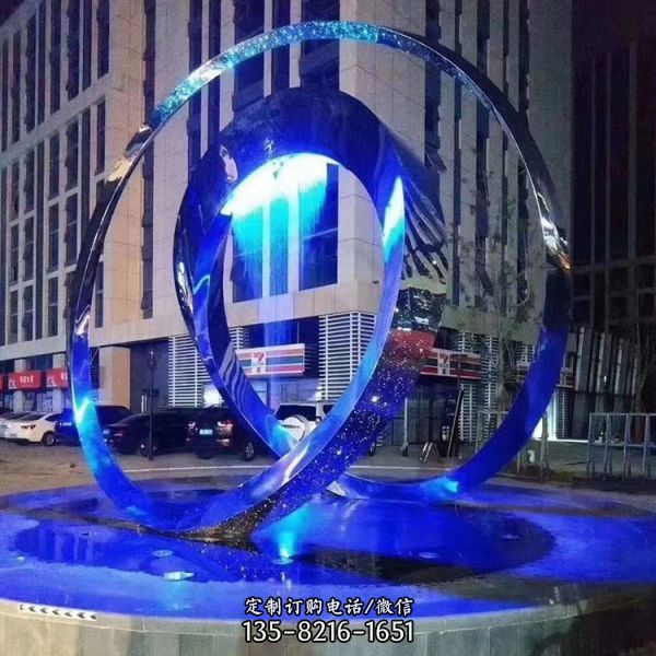 金屬鏡面發光圓形鏡像景觀創意擺件雕塑（1）
