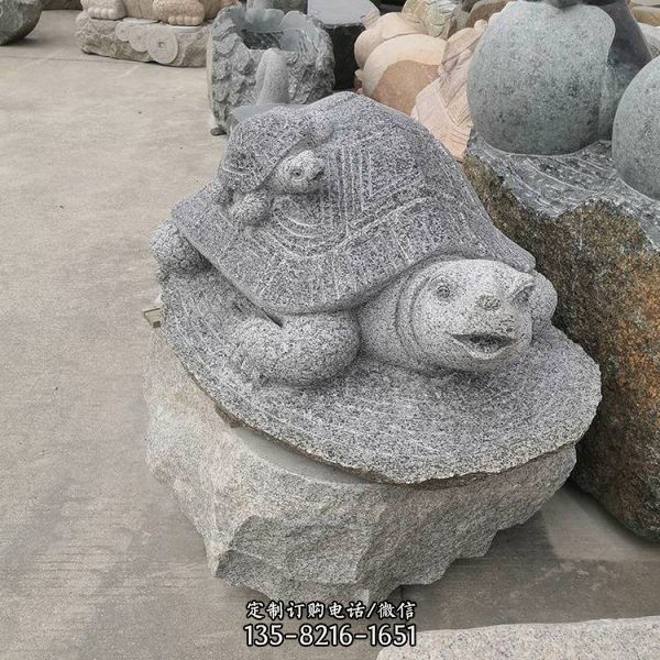 庭院水池擺件花崗巖石雕仿古魚缸飾品金錢龜（4）