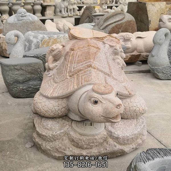庭院水池擺件花崗巖石雕仿古魚缸飾品金錢龜（2）
