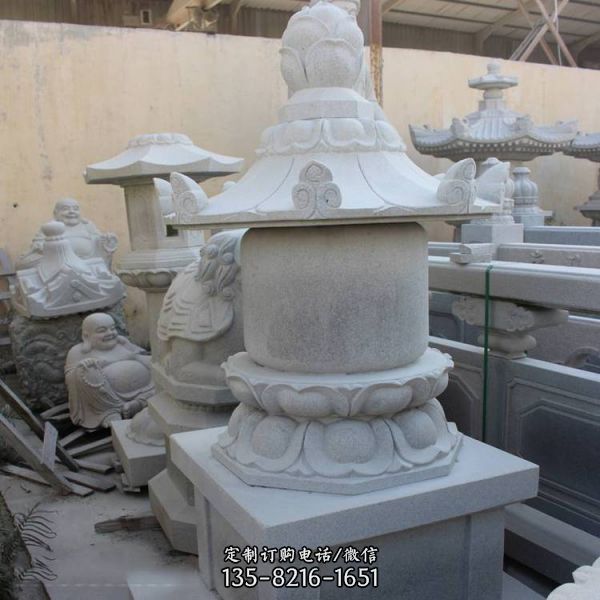 公園寺院戶外擺放花崗巖仿古雕刻佛塔（1）