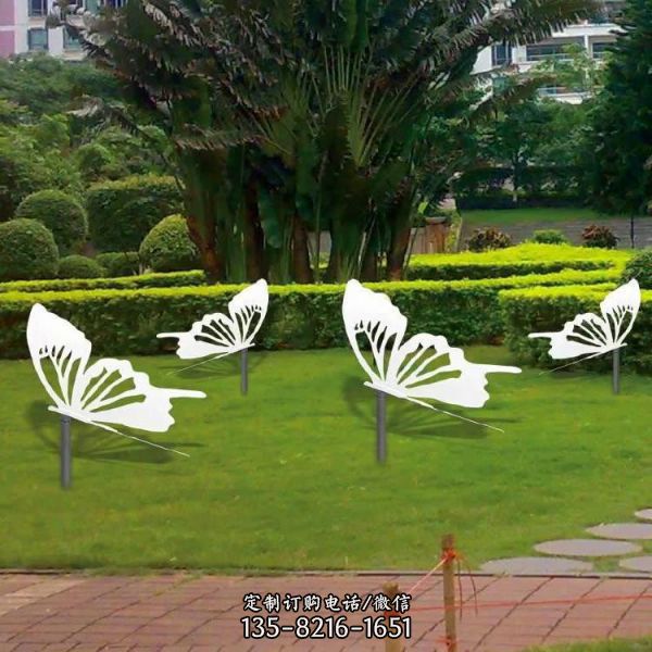 小區草坪 蝴蝶蜻蜓不銹鋼擺件（1）