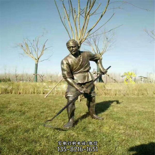 玻璃鋼仿銅情景小品農耕人物雕塑（1）
