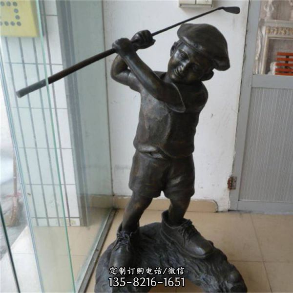 鑄銅高爾夫男孩人物房地產景觀雕塑（1）