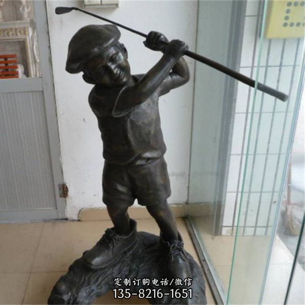 鑄銅高爾夫男孩人物房地產景觀雕塑（3）