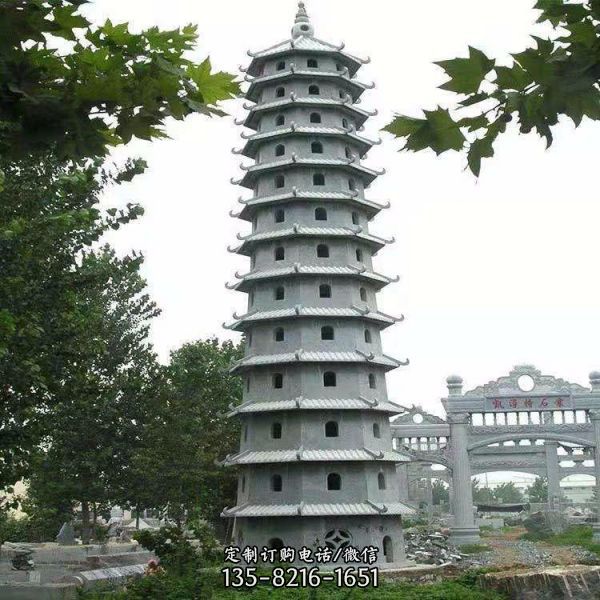 寺廟大型多層石雕舍利塔雕塑（1）