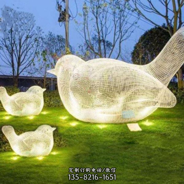 園林不銹鋼鏤空幾何發光動物景觀雕塑（4）