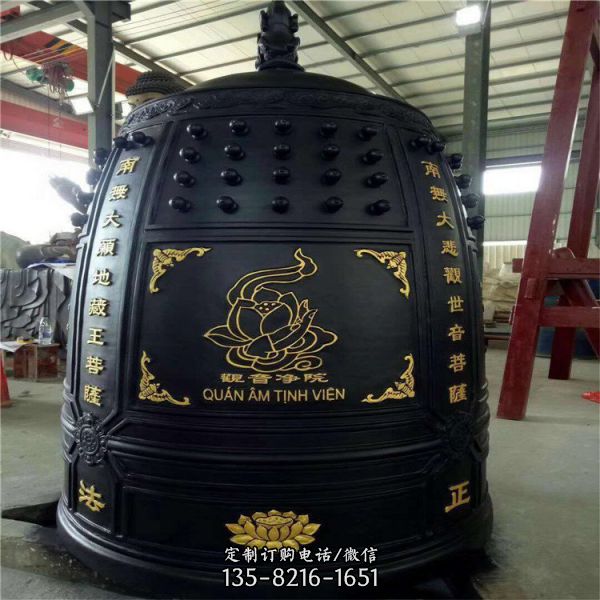 寺廟大型不銹鋼仿銅園林祈福銅鐘雕塑（7）