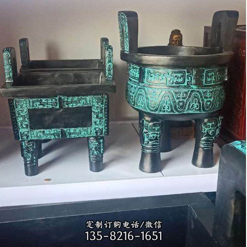 寺廟大型仿古青銅器千足鼎雕塑（4）
