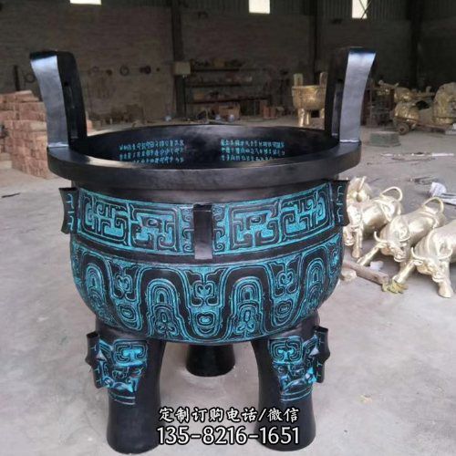 寺廟大型仿古青銅器千足鼎雕塑（5）