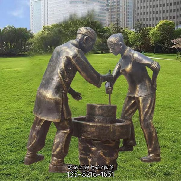 民俗小品玻璃鋼仿銅園林景觀人物雕塑（2）