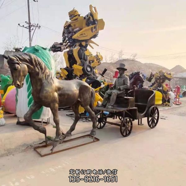 步行街雕塑大型擺件玻璃鋼仿銅馬車雕塑（1）