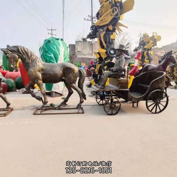 步行街雕塑大型擺件玻璃鋼仿銅馬車雕塑（2）