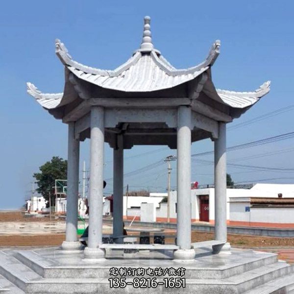 石雕六角涼亭戶外大型中式雕塑（3）