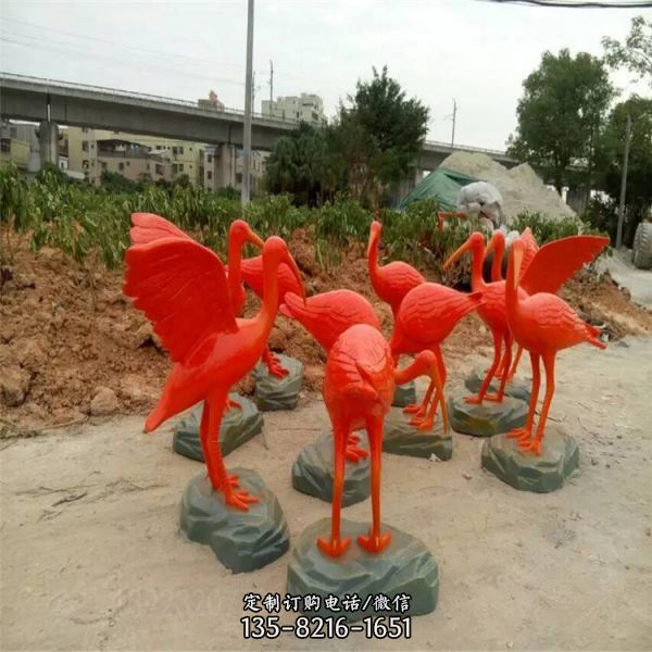 動(dòng)物玻璃鋼仿真動(dòng)物白鷺雕塑（4）