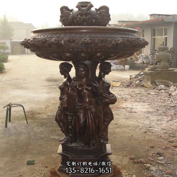 小區(qū)水景歐式西方天使人物鑄銅噴泉雕塑（2）