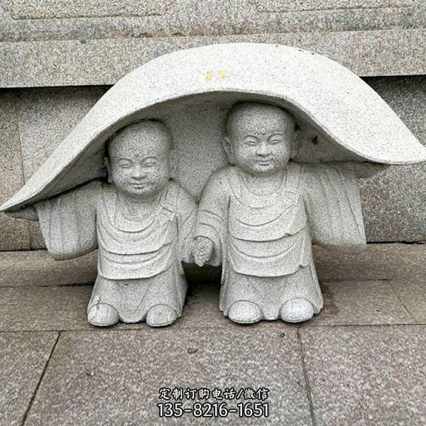 園林寺院擺放花崗巖雕刻小沙彌小和尚雕像（4）