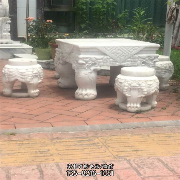 公園室外仿古青石石雕石桌石凳雕塑（4）