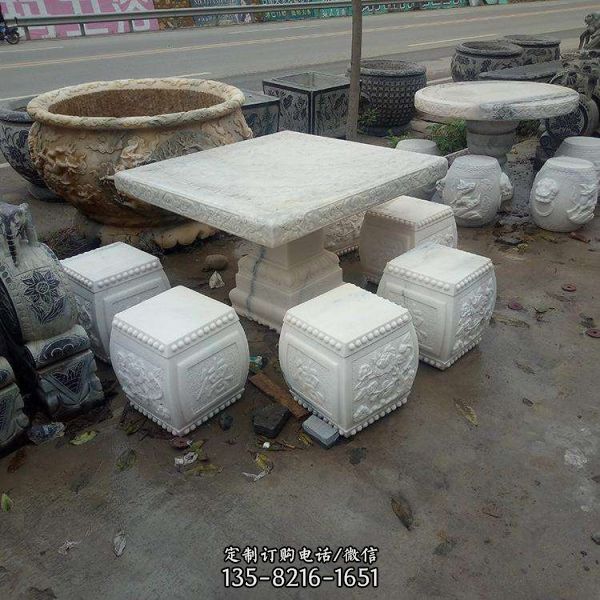 公園室外仿古青石石雕石桌石凳雕塑（2）