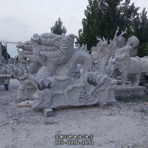 大理石雕刻獅子大象麒麟動(dòng)物擺件（5）