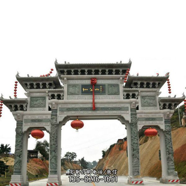 景區(qū)村口各種類型青石浮雕門樓石牌坊（2）