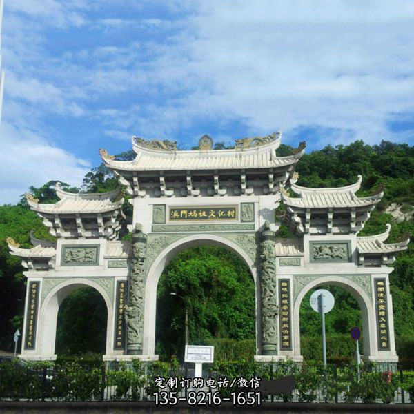 景區(qū)村口各種類型青石浮雕門樓石牌坊