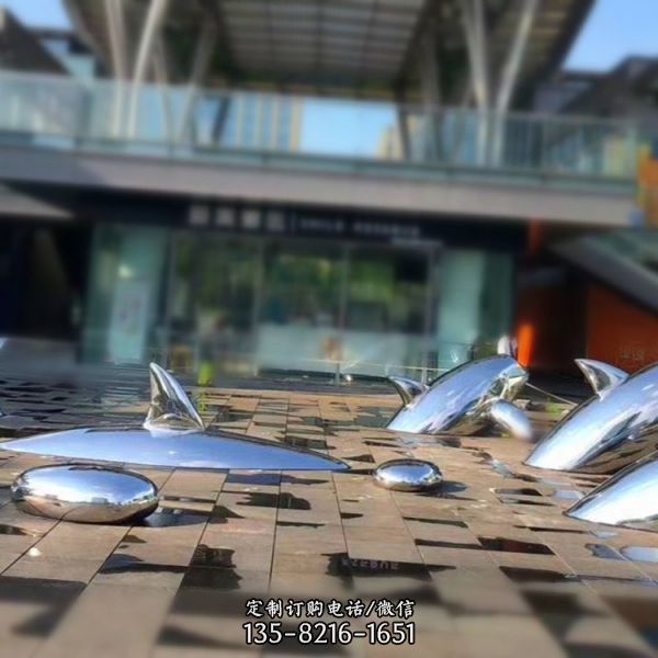 不銹鋼網格抽象海豚城市廣場雕塑（4）