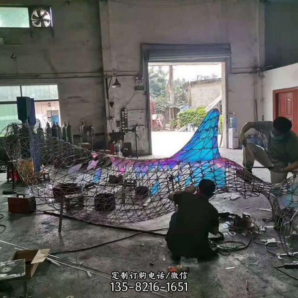 不銹鋼網格抽象海豚城市廣場雕塑（3）