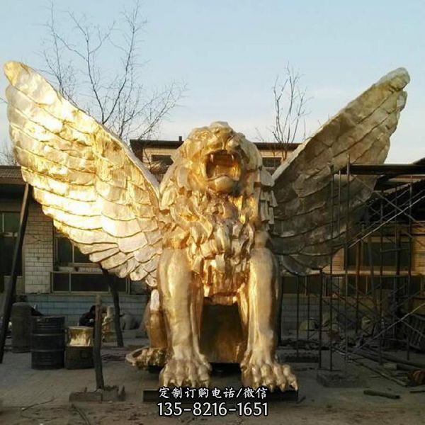 廣場歐式帶翅膀銅獅子雕塑（4）