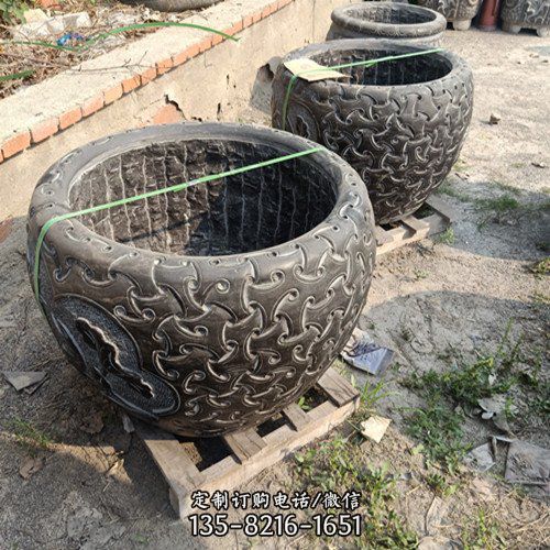 戶外庭院仿古青石魚缸石雕荷花水缸花盆（2）