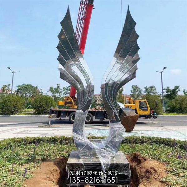 大型景觀不銹鋼景觀金屬戶外城市園林水景抽象翅膀