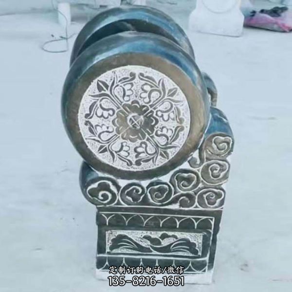 庭院門(mén)口青石石雕浮雕門(mén)墩抱鼓石雕塑