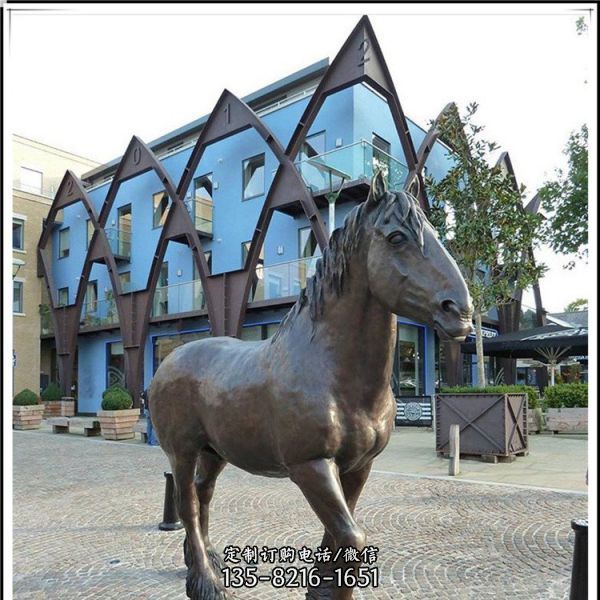 公園景區廣場大型玻璃鋼仿銅動物景觀馬雕塑