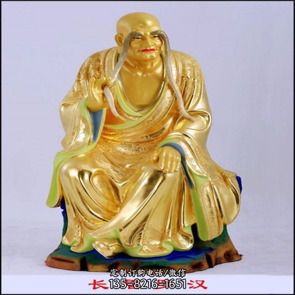 鑄銅降龍羅漢雕塑 寺院銅佛像擺件（1）