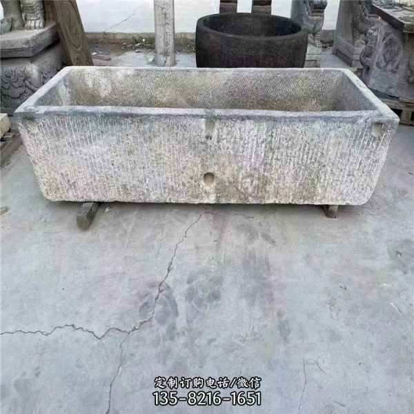 庭院裝飾流水景觀長形老石槽擺件（1）