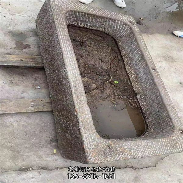 庭院裝飾流水景觀長形老石槽擺件（4）