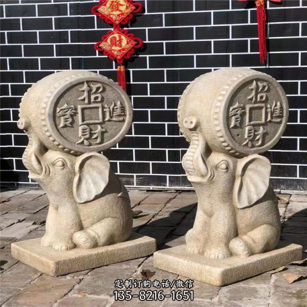 仿古大理石石雕 庭院門鼓石擺件（3）
