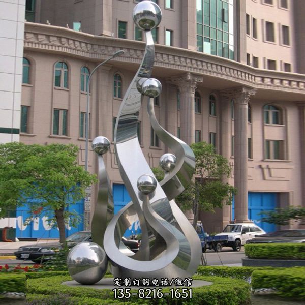 廣場戶外大型不銹鋼鏡面拋光抽象藝術(shù)造型景觀擺件